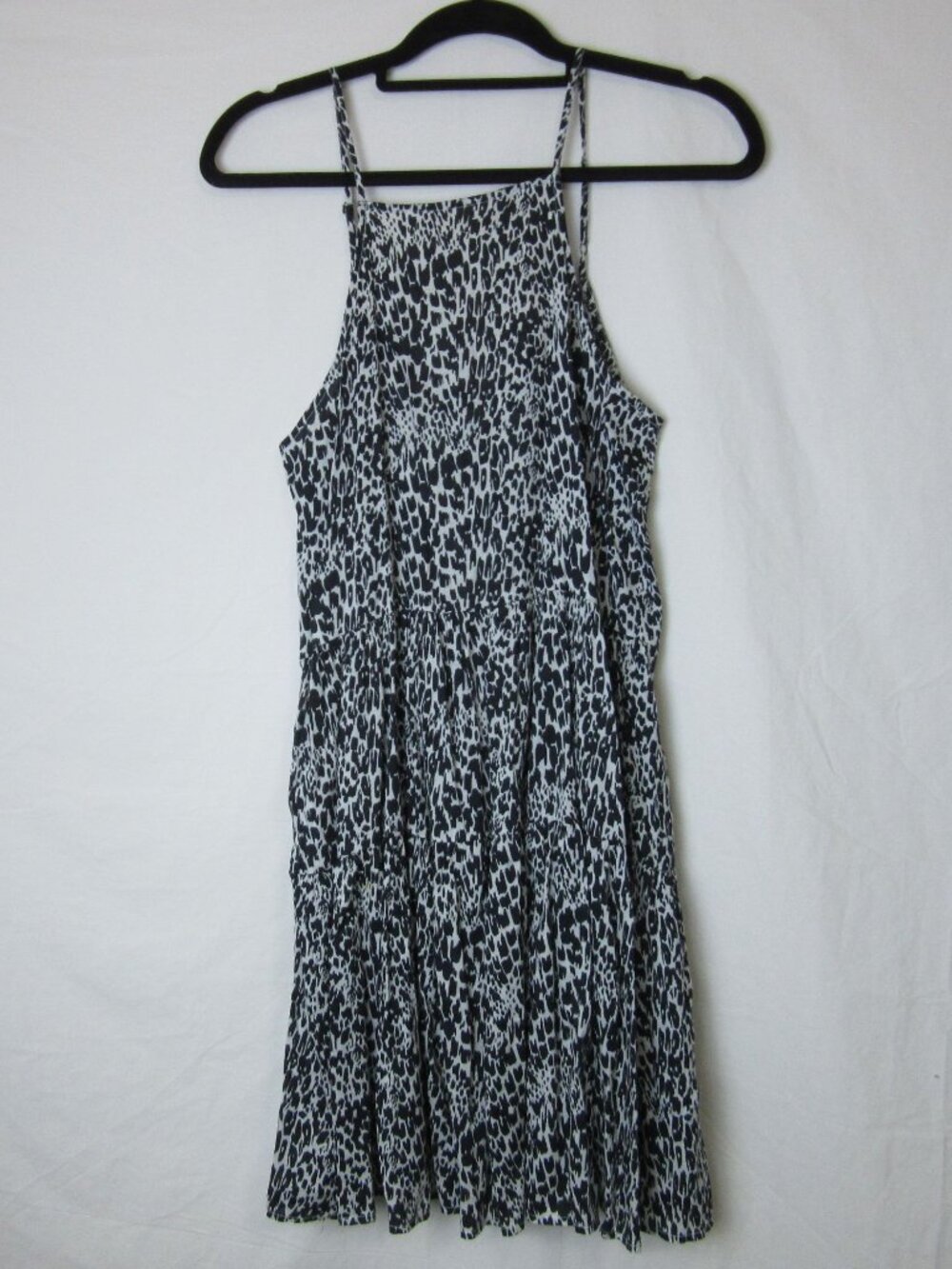 Abercrombie & Fitch Animal Print Spaghetti Strap Dress Navy White Lace Up Back S